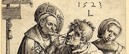 Lucas van Leyden "Le dentiste" 1523 (detail)